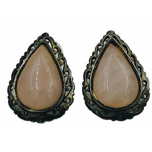 Rose Quartz 925 Sterling Teardrop Stud Earrings